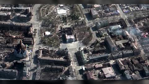 Satellite image shows damaged Mariupol theater