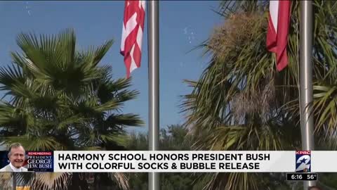 Honoring George H.W. Bush (41) with Fun Socks at Harmony School of Discovery