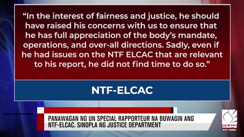 Panawagan ng UN special rapporteur na buwagin ang NTF-ELCAC, sinopla ng justice department