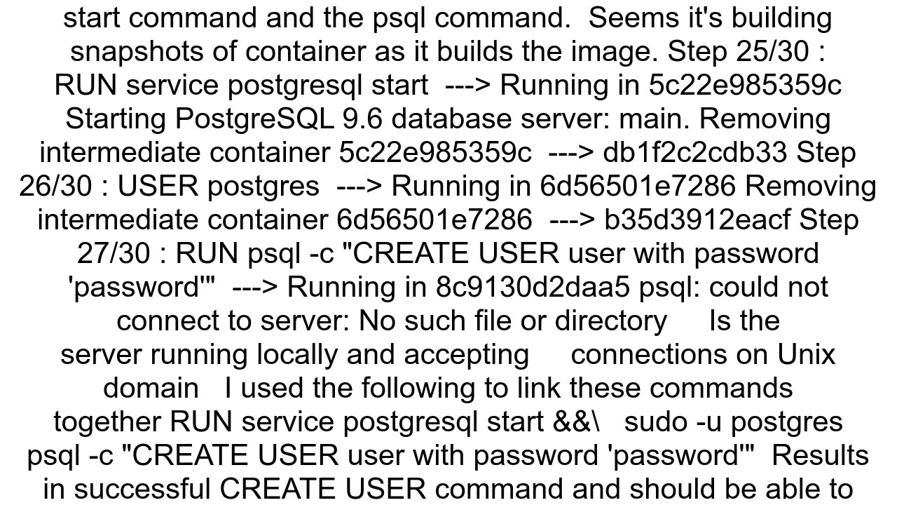 Docker can39t RUN psql commands from Dockerfile