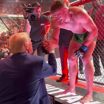 07/08/2023 UFC Fighter Dricus Du Plessis Greets President Trump at UFC 290 Paradise, Nevada