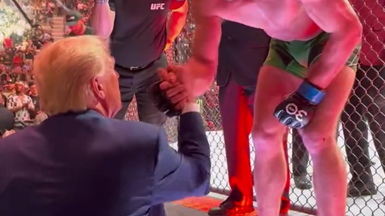 07/08/2023 UFC Fighter Dricus Du Plessis Greets President Trump at UFC 290 Paradise, Nevada