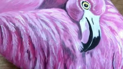 best bird flamingo painting on rocks & stones