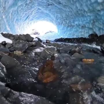 Ice cave❄️ in Valdez Glacier Lake. Alaska. 🎥