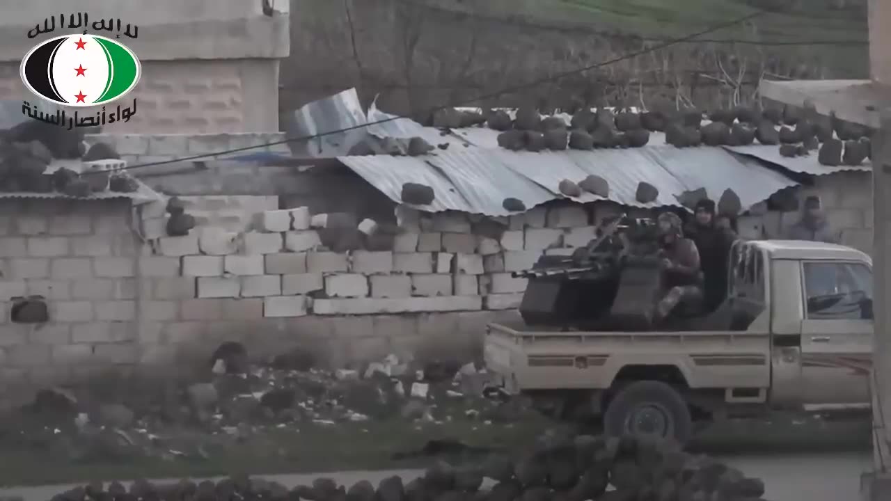 🔫 Ansar Al Sunnah Brigade | Fighters Suppress SAA Hillside with ZPU-2 on Toyota Pickup (Al Tay | RCF