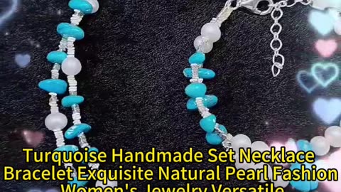 GN-20241206-03 Turquoise Handmade Set Necklace Bracelet Exquisite Natural Pearl Fashion Women's