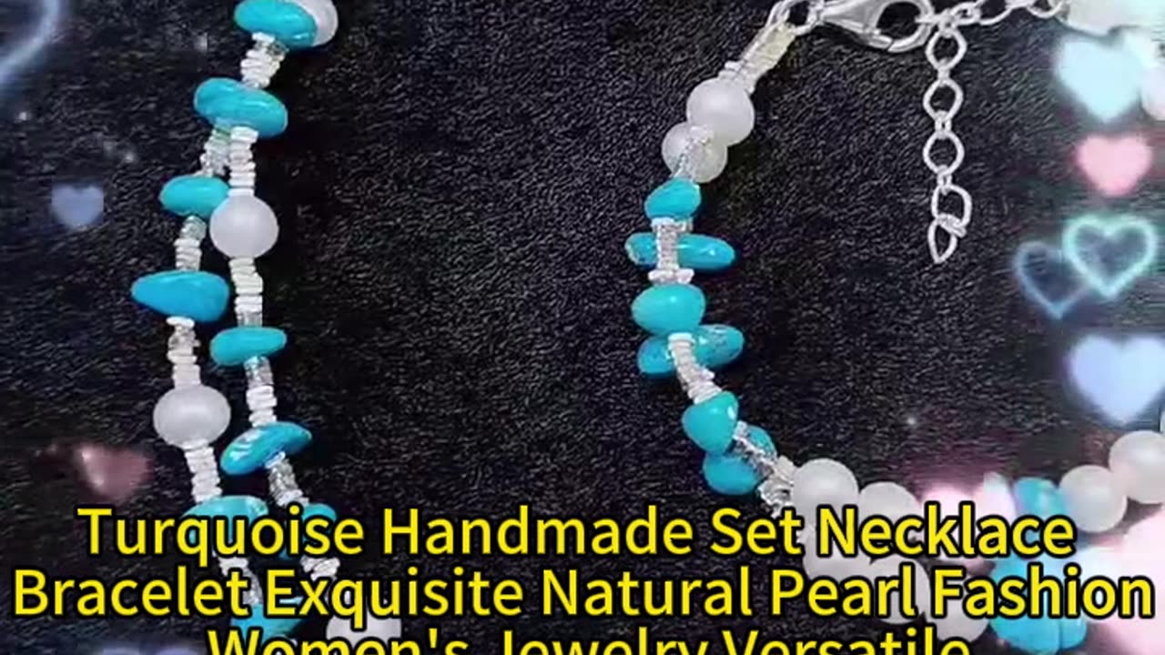 GN-20241206-03 Turquoise Handmade Set Necklace Bracelet Exquisite Natural Pearl Fashion Women's