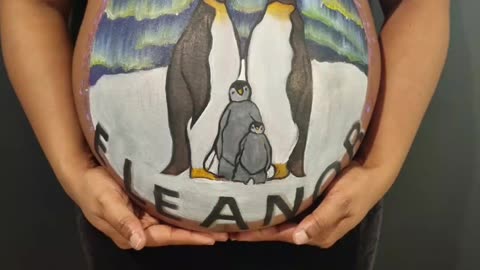 Penguing pregnancy paint.