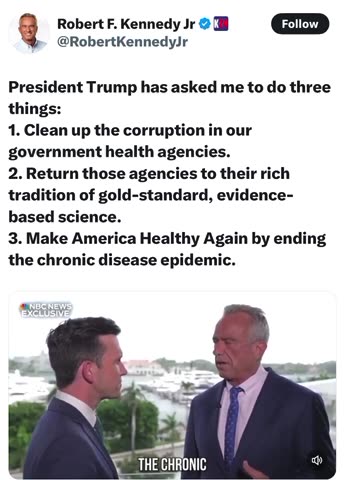 President Trump has asked me to do three things - RFK Jr.