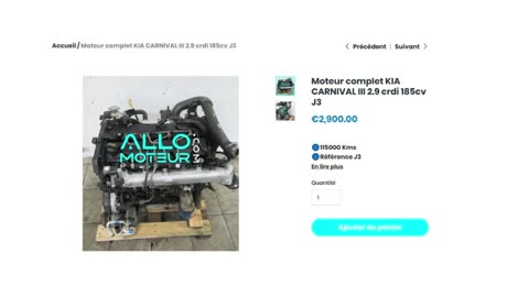 ALLOMOTEUR.COM - Moteur complet KIA CARNIVAL III 2.9 crdi 185cv J3