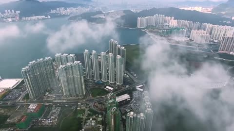 drone in clouds beutifull view