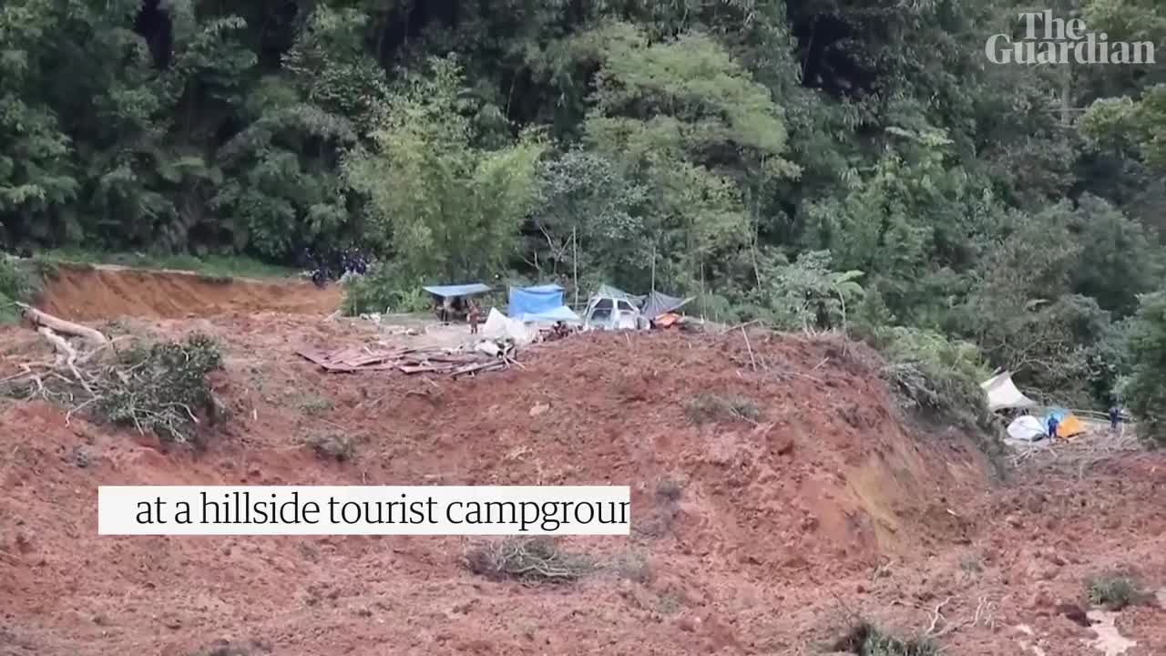 Aerial footage shows aftermath of deadly Malaysian landslide