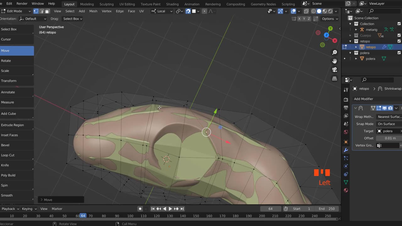 Retopologia de la escultura de una polera