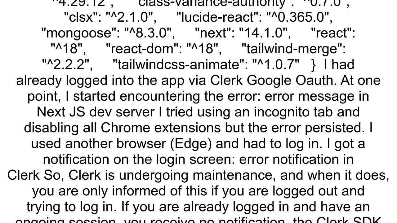 Clerkdev Unhandled Runtime Error TypeError Failed to fetch