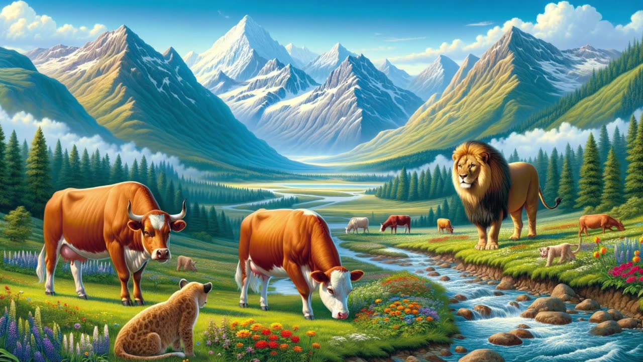 The Lion and cows story