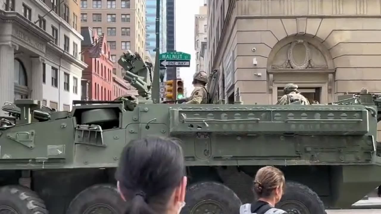 Military vehicles spotted in downtown Philadelphia🚨🚨🚨