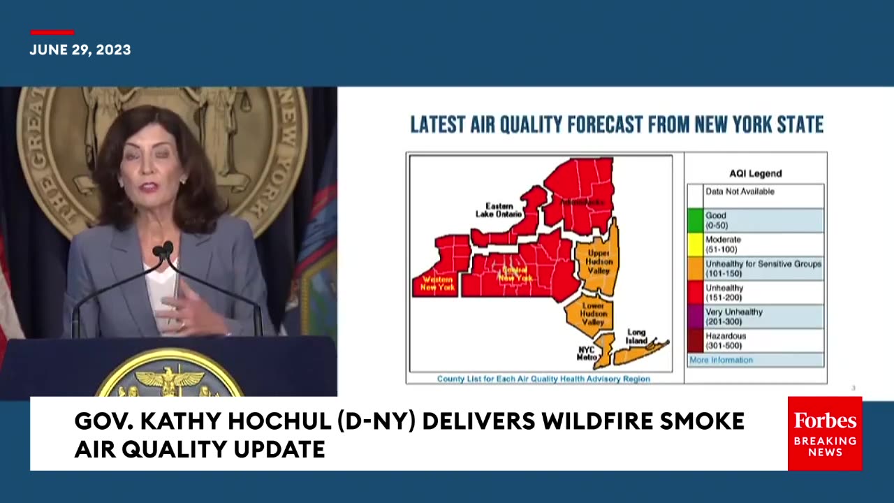 BREAKIING NEWS- Governor Kathy Hochul Provides Update As Smoke From Canadian Wildfires Returns To NY