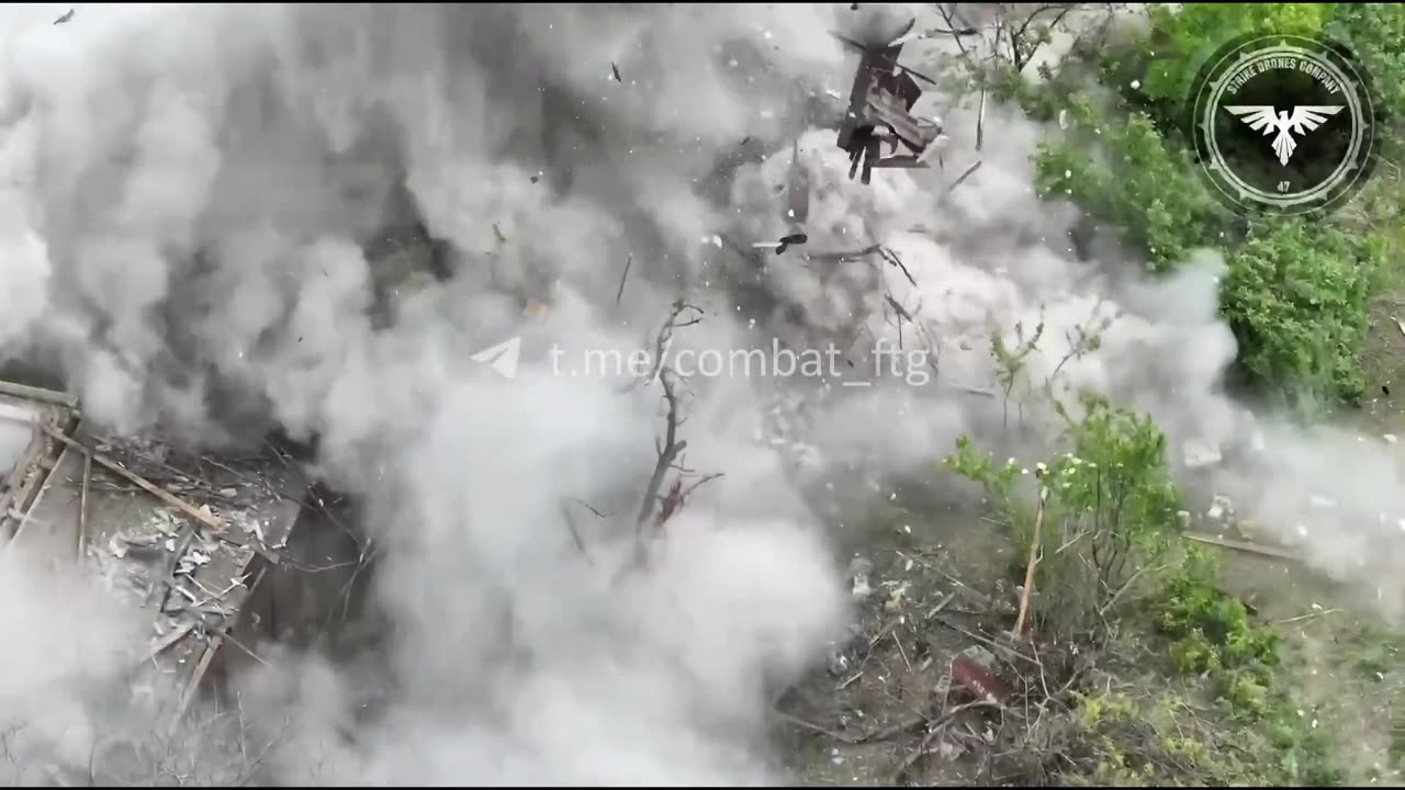 Russians hiding in a house get hit by a powerful FPV Drone resulting in a total collapse