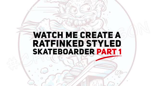 Rat Fink styled skate boarder