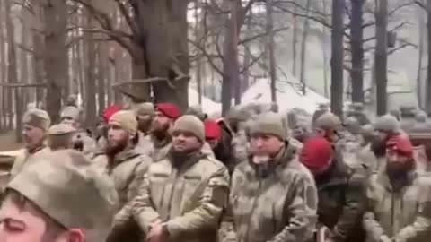 Chechen Pro-Russian Troops Chant Battle Cry in Eastern Ukraine