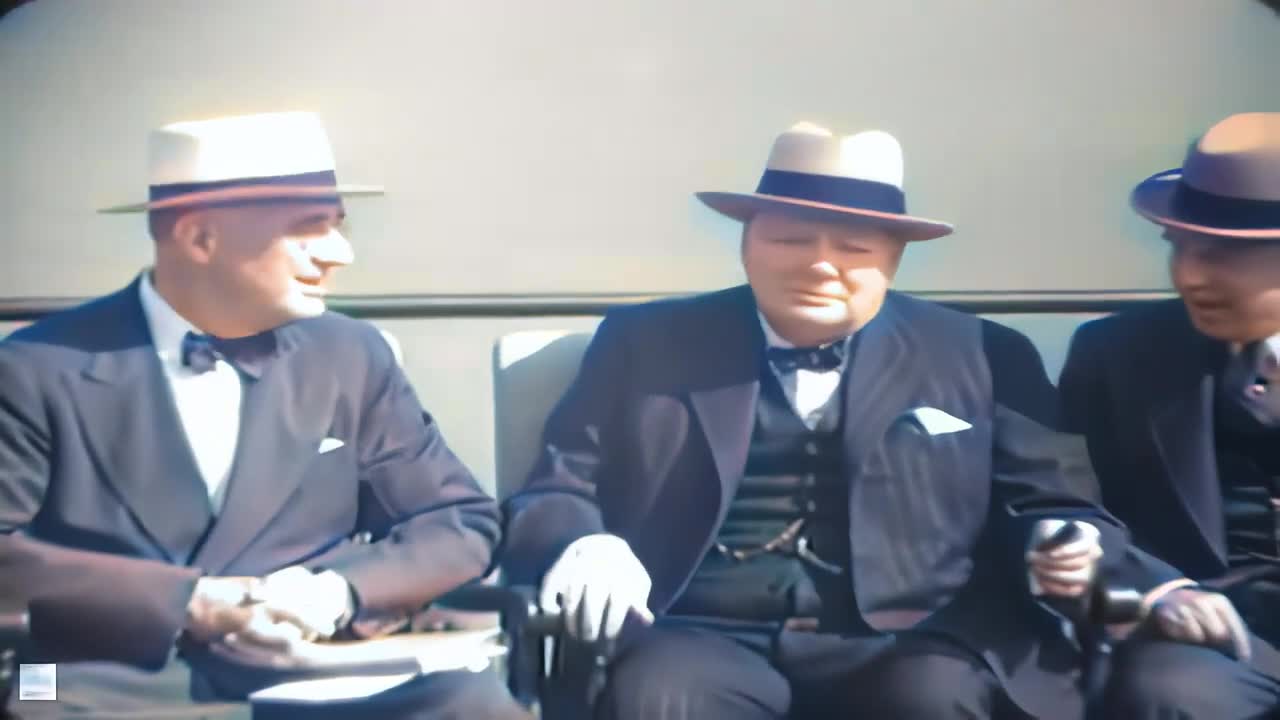 1944: Second Quebec Conference about World War 2 colorized by AI technology 2K 60fps