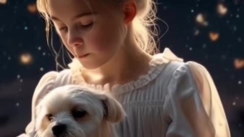 A little girl playing with cute puppy 🐶