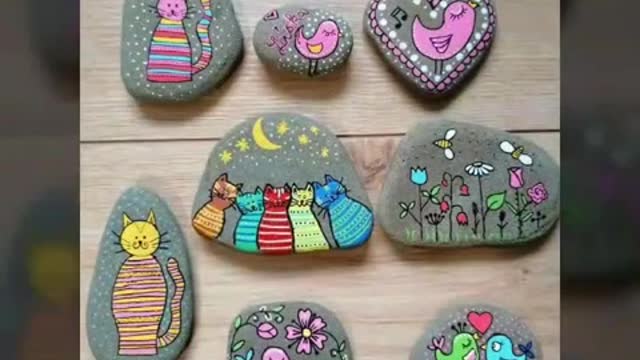 cute and latest pebble rock Painting designfabulous stone art