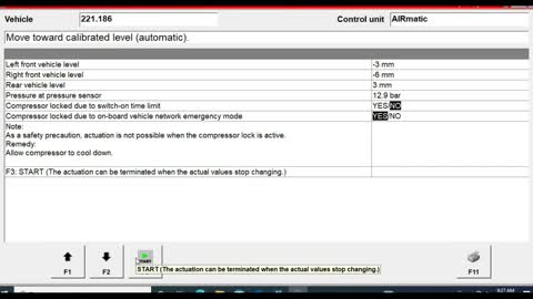 DAS Xentry SD airmatic automatic calibration