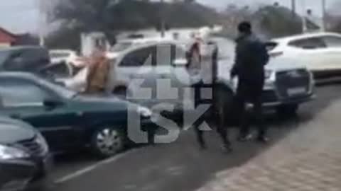 Ukraine armed forces fleeing their position hits a civilian vehicle