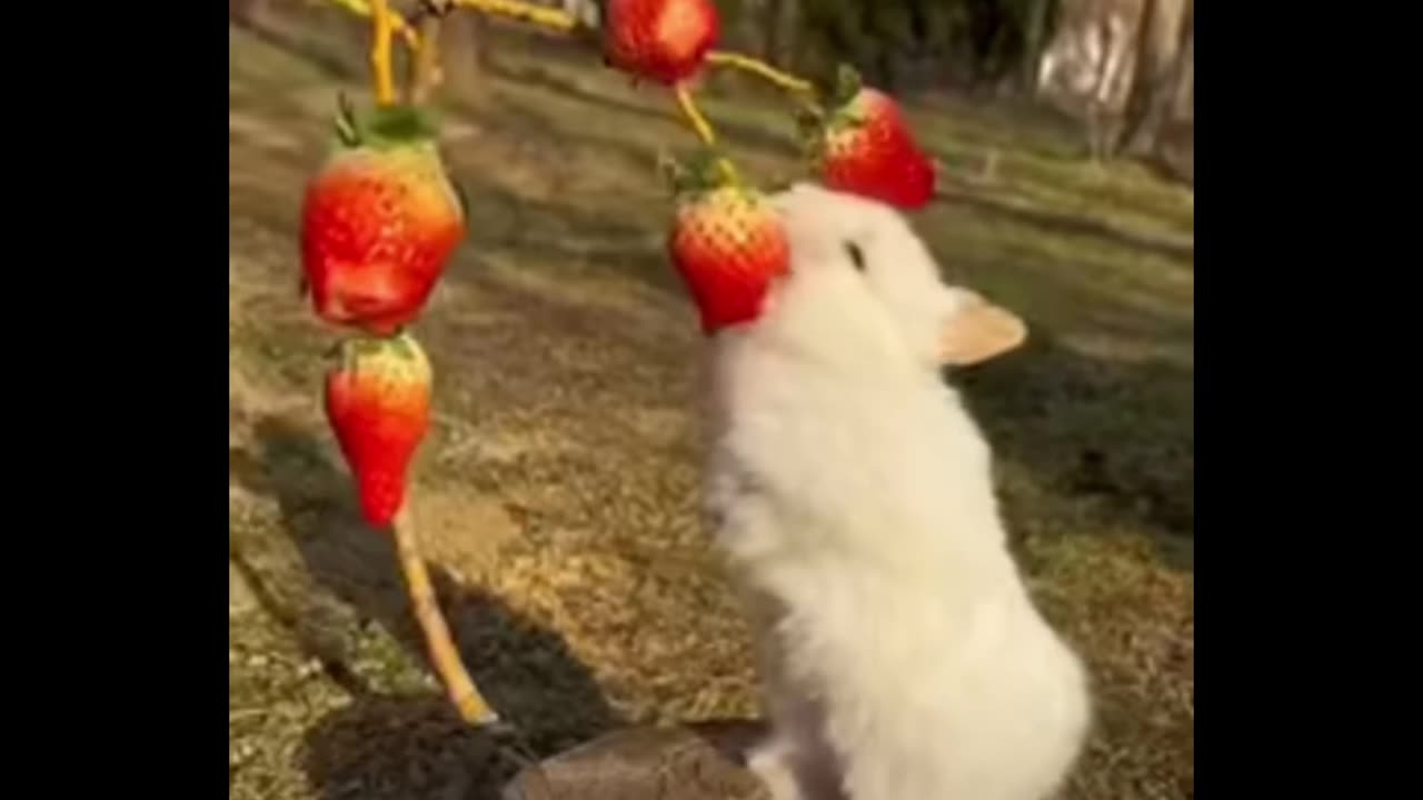 Little rabbit eating strawberry | That sounds good |❤️