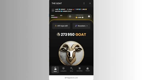 new mining mini app bot telegram the goat