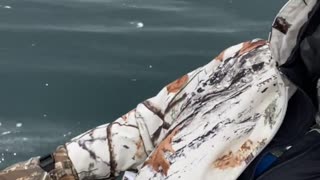 Wind Pushes Ice Fisherman Across Frozen Lake