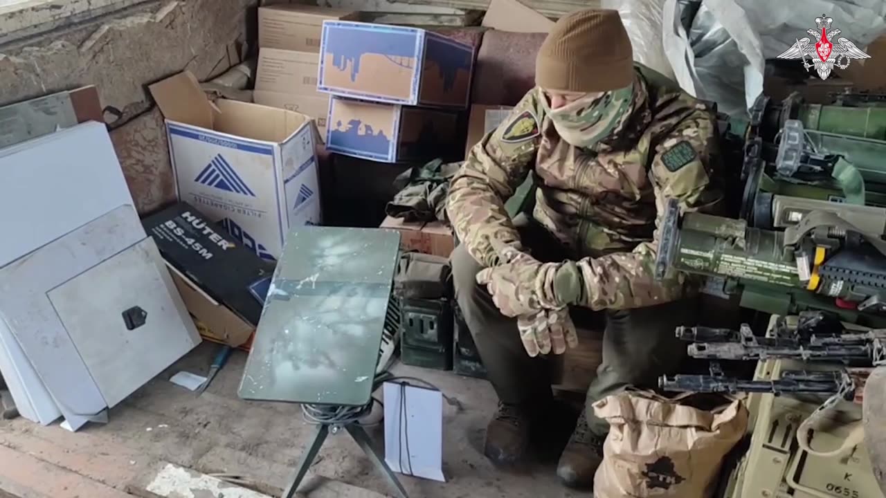 servicemen show trophies captured at one of AFU strongholds in Avdeyevka