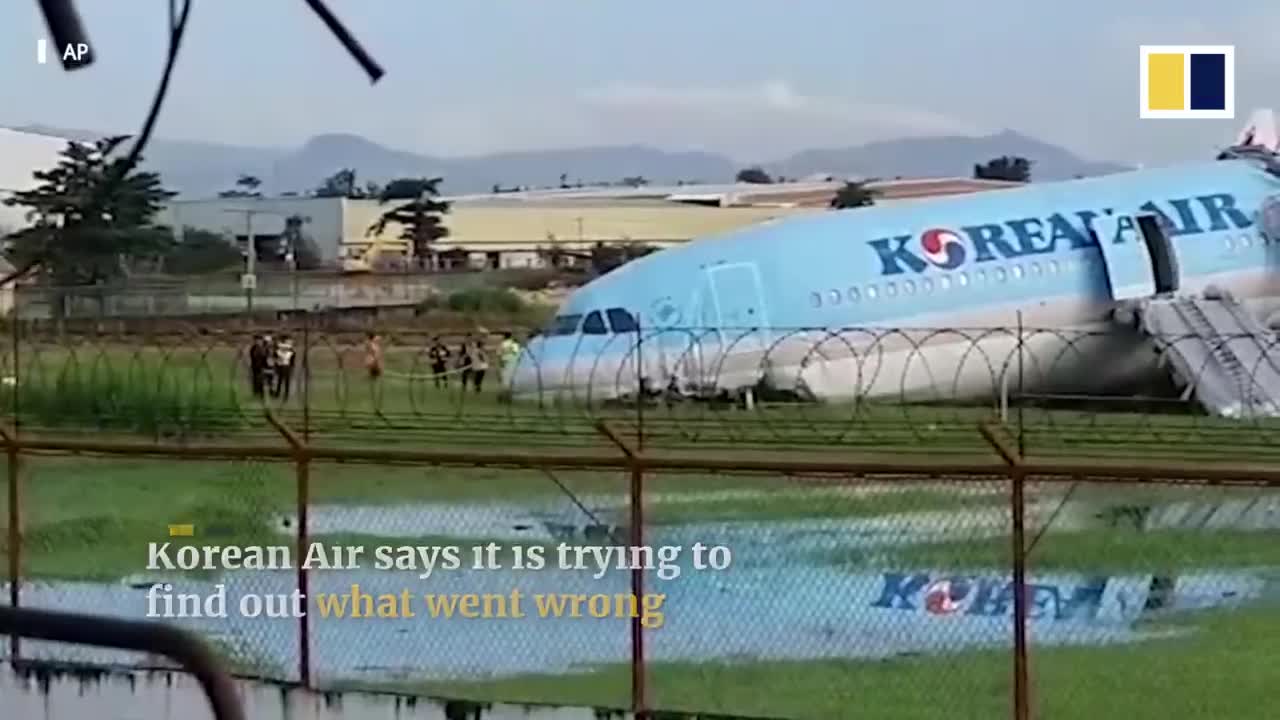 Korean Air plane with 173 on board damaged after overshooting runway in Philippines