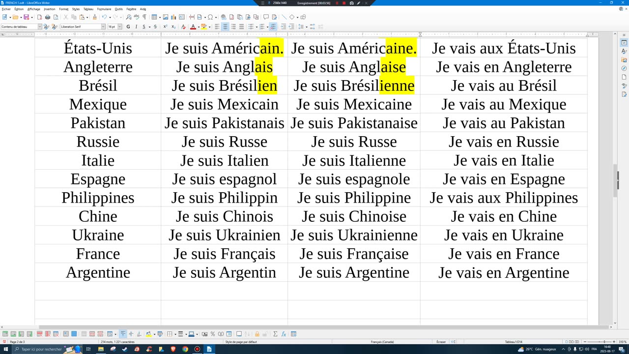 French 5: nationality masculine and feminine