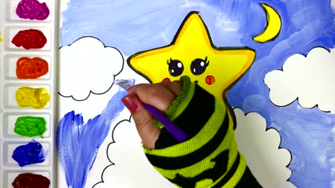 Coloring Happy Star Coloring Book, Drawing a Star for Kids