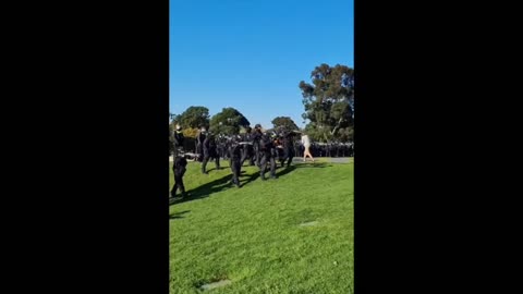 Aussie police line up with shotguns and fire into crowd