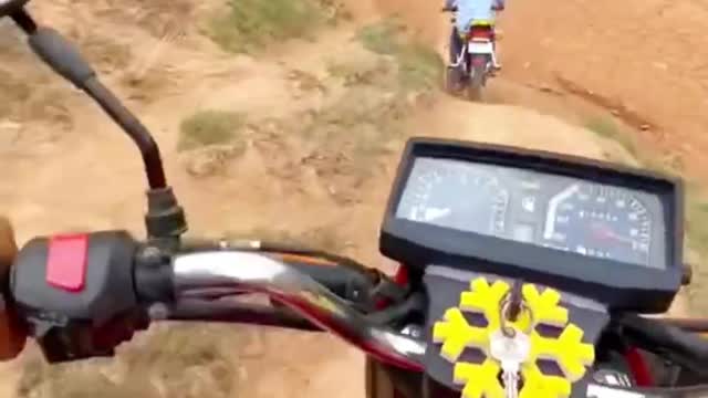 A regular motorcycle gets the feel of a cross-country race