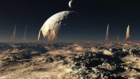 Flying across the surface of a rocky planet