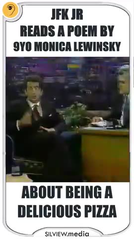 JFK Jr – Reads Poem of 9 yr Old Monica Lewinsky about being a Yummy Piece of Pizza