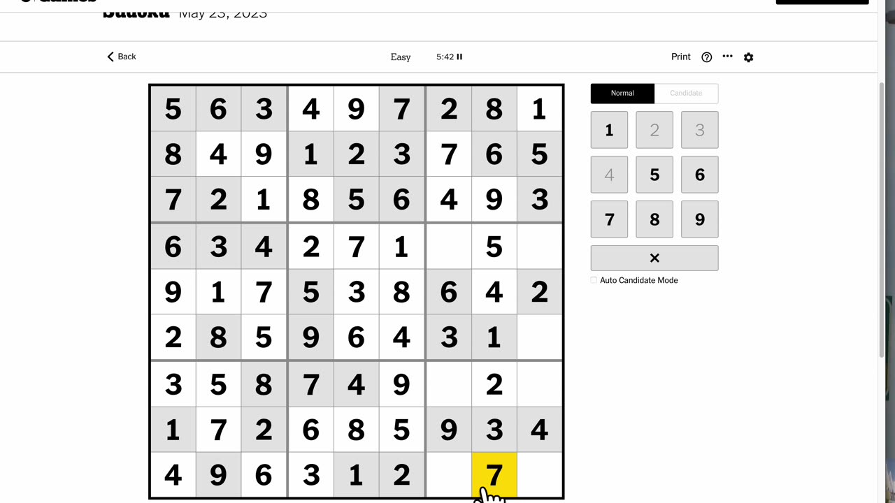 Sudoku 2023-05-23 easy