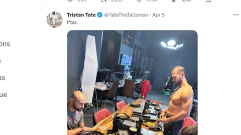 Tristan Tate Refers To Iftar During Ramadan