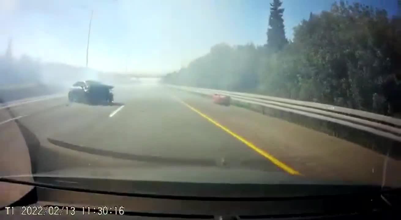 Racing on highway in Israel end up in a car crash