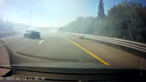 Racing on highway in Israel end up in a car crash