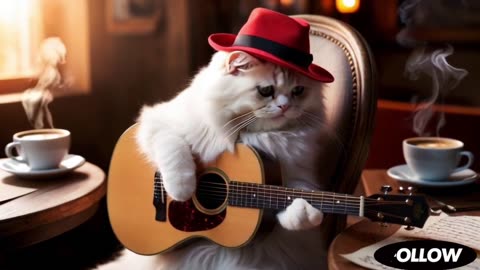 cute and funny cat playing music