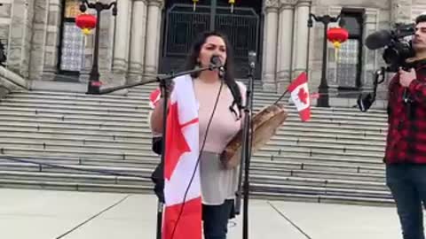 Indigenous Healer, Matriarch Serena Freedom Bear Speaks at Freedom Convoy 2022 Ottawa.