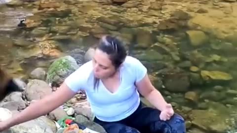 Bathing in the river and preparing a delicious barbecue in nature