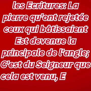 "La Pierre Rejetée Devenue la Pierre Angulaire" Matthieu 21:42#shortvideo #youtube #ytshorts #shorts