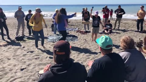 October 15, 2018 - Prairie Prince Leads Drum Circle on California's Navarro Beach