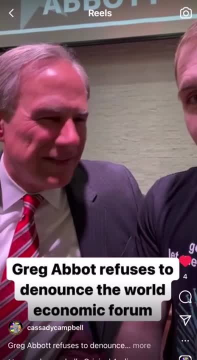 Texas Governor Abbot Confronted About World Economic Forum, Refuses To Denounce Them Repeatedly